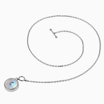 Round Moonstone Toggle Clasp Necklace - Inner Moon 925 Sterling Side View