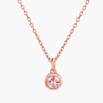 Round Morganite Bezel Necklace - Elara 18KT Rose Gold Vermeil Front View