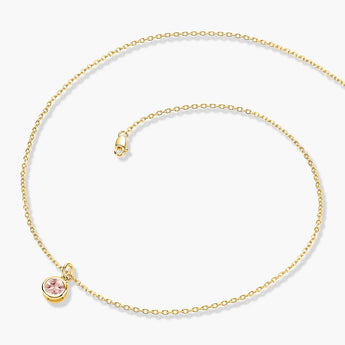 Round Morganite Bezel Necklace - Elara 18KT Yellow Gold Vermeil Side View
