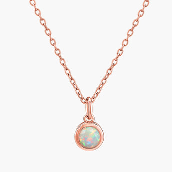 Round Opal Bezel Necklace - Elara 18KT Rose Gold Vermeil Front View