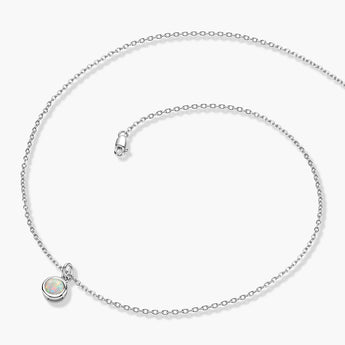 Round Opal Bezel Necklace - Elara 925 Sterling Side View