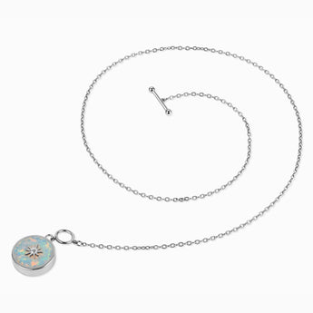Round Opal Toggle Clasp Necklace - Inner Sun 925 Sterling Side View
