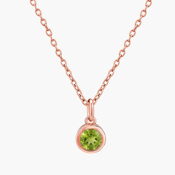Round Peridot Bezel Necklace - Elara 18KT Rose Gold Vermeil Front View