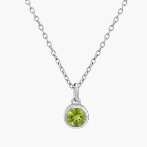 Round Peridot Bezel Necklace - Elara 925 Sterling Front View
