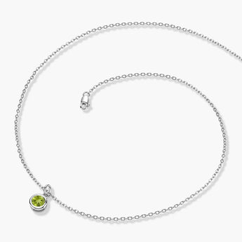 Round Peridot Bezel Necklace - Elara 925 Sterling Side View