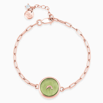 Round Peridot Paperclip Bracelet - Solo Moon 18KT Rose Gold Vermeil Front View