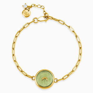 Round Peridot Paperclip Bracelet - Solo Moon 18KT Yellow Gold Vermeil Front View