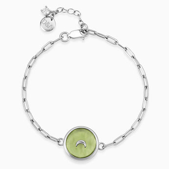 Round Peridot Paperclip Bracelet - Solo Moon 925 Sterling Front View