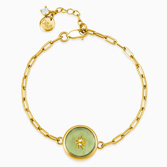 Round Peridot Paperclip Bracelet - Solo Sun 18KT Yellow Gold Vermeil Front View