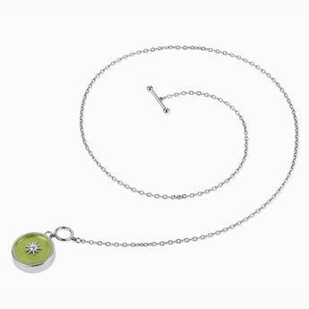 Round Peridot Toggle Clasp Necklace - Inner Sun 925 Sterling Side View