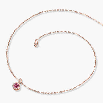 Round Pink Tourmaline Bezel Necklace - Elara 18KT Rose Gold Vermeil Side View