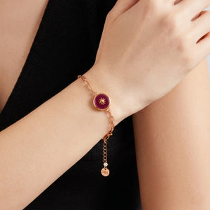 Round Ruby Paperclip Bracelet - Solo Sun 18KT Rose Gold Vermeil Model Shot