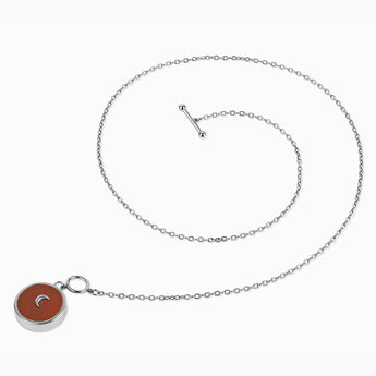 Round Ruby Toggle Clasp Necklace - Inner Moon 925 Sterling Side View