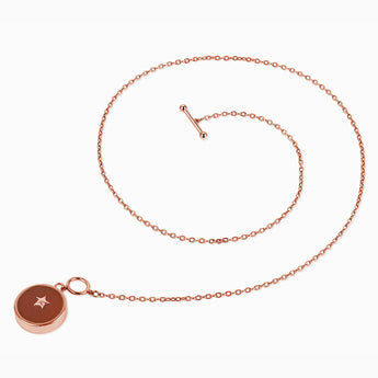 Round Ruby Toggle Clasp Necklace - Inner Star 18KT Rose Gold Vermeil Side View