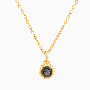 Round Smoky Quartz Bezel Necklace - Elara 18KT Yellow Gold Vermeil Front View