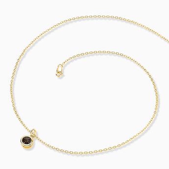 Round Smoky Quartz Bezel Necklace - Elara 18KT Yellow Gold Vermeil Side View