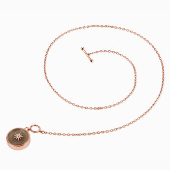 Round Smoky Quartz Toggle Clasp Necklace - Inner Sun 18KT Rose Gold Vermeil Side View