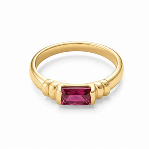 Ruby Baguette Ring - Axis 18KT Yellow Gold Vermeil Front View