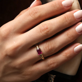 Ruby Baguette Ring - Axis 18KT Yellow Gold Vermeil Wearing Diagram