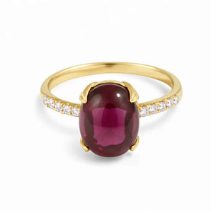 Ruby Cabochon Ring - Minimal Spiritual 18KT Yellow Gold Vermeil Front View
