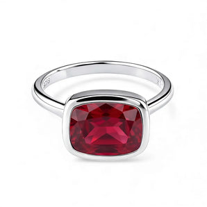 Ruby Cushion Ring - Pure Hush 925 Sterling Silver Front View
