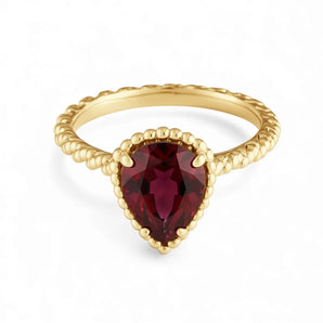 Ruby Pear Ring - Still Light 18KT Yellow Gold Vermeil Front View