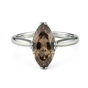 Smoky Quartz Marquise Ring - Silent Glow 925 Sterling Silver Front View