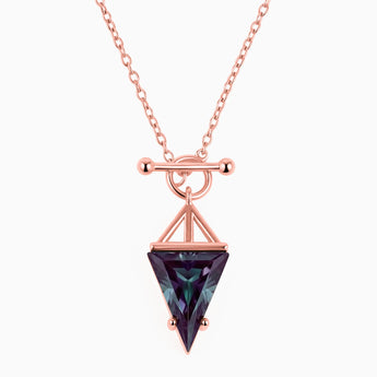 Triangle Alexandrite Toggle Clasp Necklace - Pendulum 18KT Rose Gold Vermeil Front View