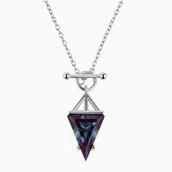 Triangle Alexandrite Toggle Clasp Necklace - Pendulum 925 Sterling Front View