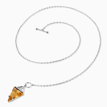Triangle Citrine Toggle Clasp Necklace - Pendulum 925 Sterling Side View