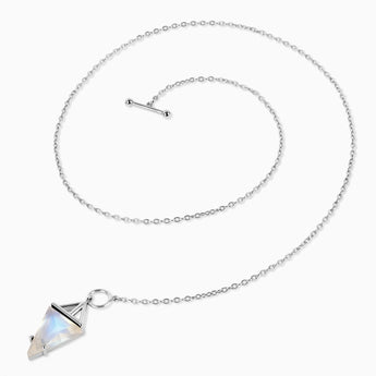 Triangle Moonstone Toggle Clasp Necklace - Pendulum 925 Sterling Side View