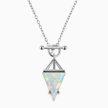Triangle Opal Toggle Clasp Necklace - Pendulum 925 Sterling Front View