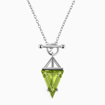 Triangle Peridot Toggle Clasp Necklace - Pendulum 925 Sterling Front View