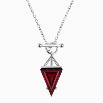 Triangle Ruby Toggle Clasp Necklace - Pendulum 925 Sterling Front View