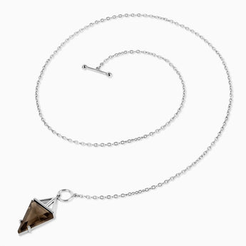 Triangle Smoky Quartz Toggle Clasp Necklace - Pendulum 925 Sterling Side View
