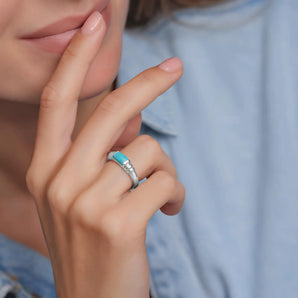 Turquoise Baguette Ring - Axis 925 Sterling Silver Model Shot